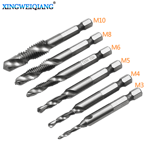 M3 M4 M5 M6 M8 M10 Composite Tap Drill Bit Thread Spiral Screw Tap 1/4'' Hex HSS 4341 ► Photo 1/6