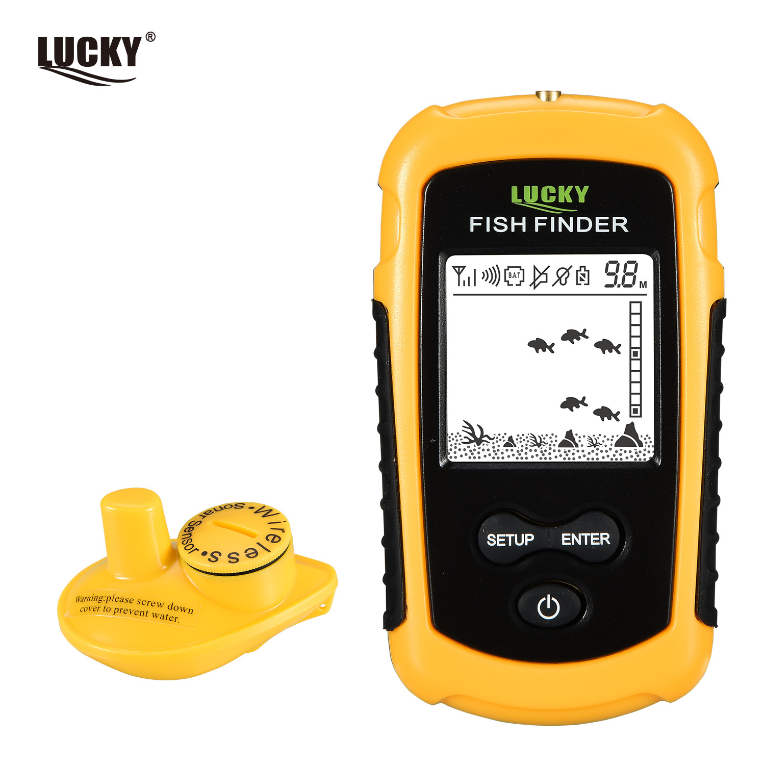 Lucky Portable 100m Wireless Fishfinder Alarm 40M/130FT Sonar Depth Ocean River 