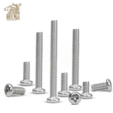 10/50 M2 M2.5 M3 M3.5 M4 M5 M6 M8 A2 304 Stainless steel Cross Round Phillips Pan Head Screw Bolt Dia 2 3 4 5 8mm Length 3-100mm ► Photo 1/6