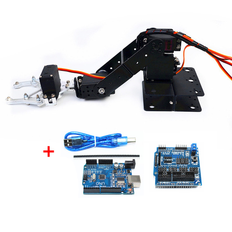 Arduino 4 Asix Robot Arm Manipulator with 4pcs 180 Degree MG996r Servo Metal Claw Gripper DIY Programming STEM Toy Parts ► Photo 1/4