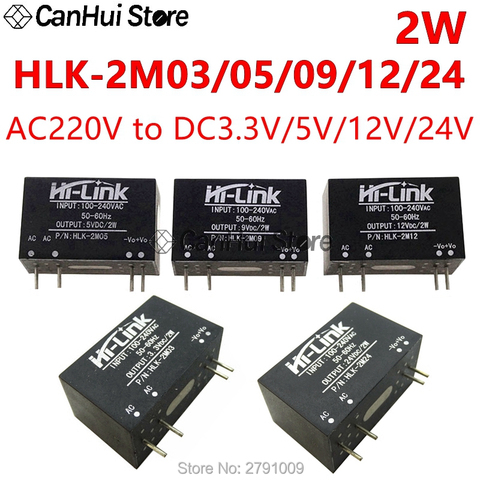 HLK-2M05 2M03/09/12/24 AC-DC 220V to 3.3V/5V/9V/12V/24V 2W MINI Intelligent Household Mini Isolation Switch Power Supply Module ► Photo 1/6