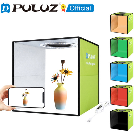 PULUZ 30cm Photo Studio Ring Light Box LED LightBox Shooting Tent Box Kit with 6 Colors Background Photography Light Box Kits ► Photo 1/6