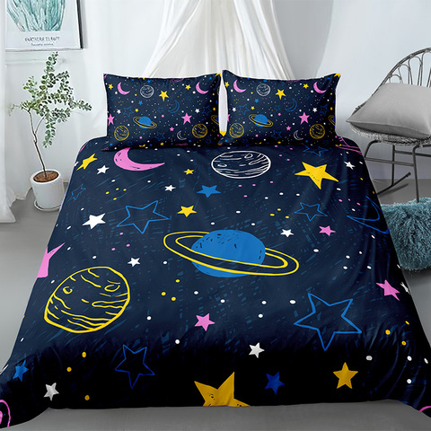 Night Duvet Cover Set Star Filled Dark Sky Bedding Sets Home Decoration Sun and Moon Quilt Covers Pillowcase Drop Shipping ► Photo 1/6