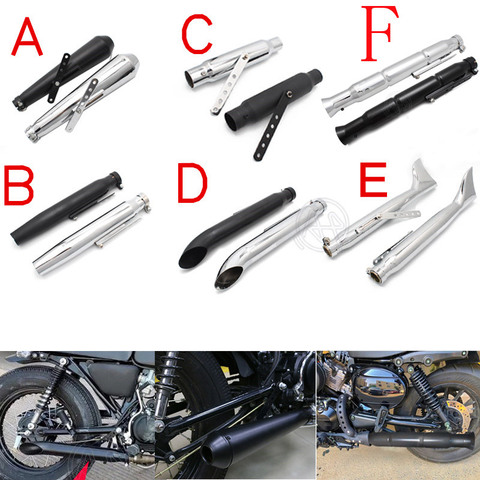 2colors Universal Motorcycles Tapered Slip-On Exhaust Muffler Pipe Chrome/black for Harley Bobber Chopper Cafe Racer Racing ► Photo 1/6