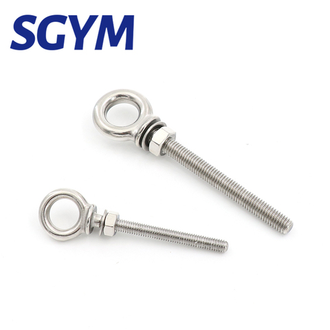 1Pcs M6 M8 M10 316 Stainless Steel Lifting Eye Bolts Eyebolts with Nuts & Washers Set Round Ring Hook Bolt Screw Fasterners ► Photo 1/6