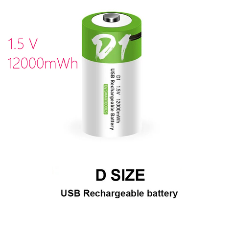 NEW D size 12000mWh lithium Rechargeable battery USB charging li-ion batteries for domestic water heater with natural gas stove ► Photo 1/6