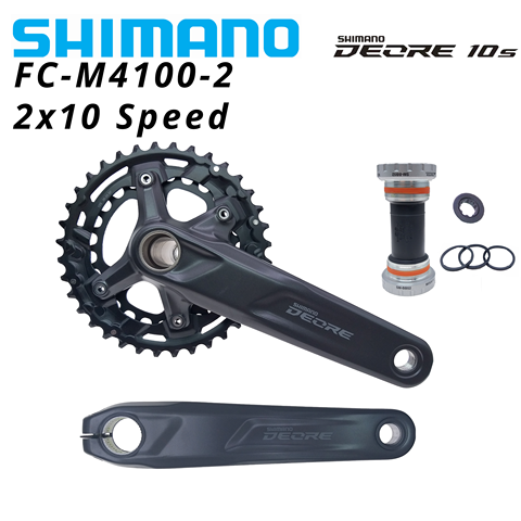 SHIMANO DEORE M4100 2x10s 2-PIECE FRONT CHAINRING CRANKSET FC-M4100-2 10 SPEED MTB mountain bike CRANKARM WITH BB52 CHAINWHEEL ► Photo 1/6