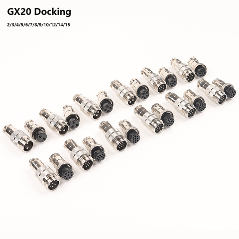 1Set GX20 Butt type Aviation Plugs Sockets Connector 2/3/4/5/6/7/8/9/10/12/14/15 Pin Docking Electric Wire Aviation Connectors ► Photo 1/6