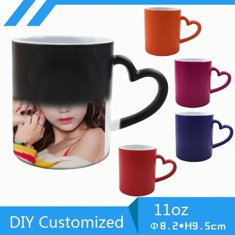 DIY Customized Magic Mug Hot water change color Ceramic cup DIY LOGO photo customize picture Birthday Creative gift present ► Photo 1/6