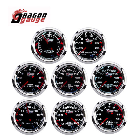 DRAGON GAUGE 52mm Tachometer PRM Voltmeter Air-Fuel Ratio Boost Gauge EGT Gauge Water Temp Oil Temp Oil Press 7 Colors Backlight ► Photo 1/6