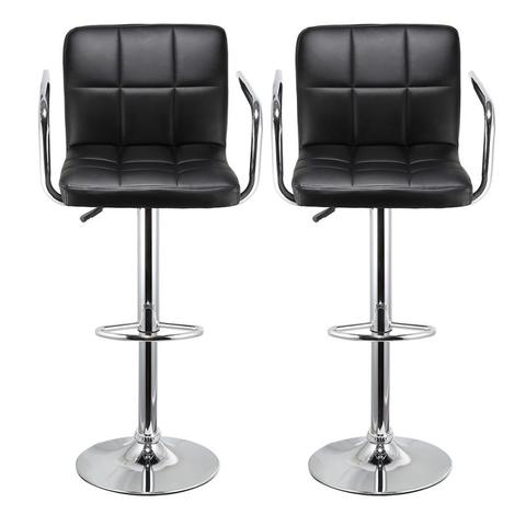 2Pcs/set Bar Chair Six-grid Cushion Chair Bar Stools Swivel Height Adjustable Chairs Synthetic Leather With Footrest Armrest HWC ► Photo 1/6