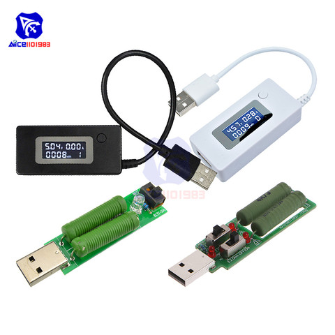 diymore LCD USB Detector Voltmeter Ammeter Mobile Power Charger Capacity Tester with USB Loader Discharge Load Resistor Module ► Photo 1/6