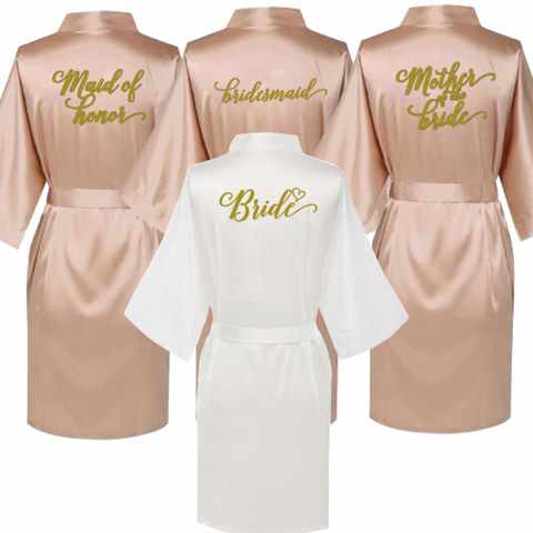 new Rose Gold bathrobe bride satin robe women getting married bride hen party sisters sqaud mother wedding bridesmaid robes ► Photo 1/6