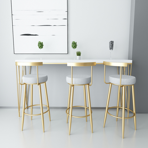 Nordic Modern Minimalist Simple Golden Bar Stool Chair Backrest Stool You Bar Stool Reception Restaurant Leisure High Chair ► Photo 1/5