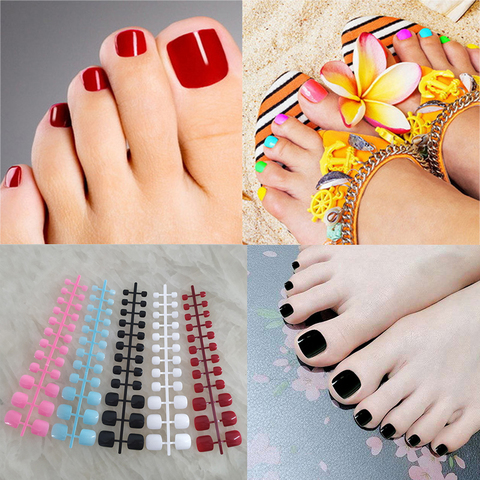 5 Sets/lot Full Cover Toe Nail Tips Detachable Short Acrylic Toe Nails Artificial Foot toe false nails press on nails toe tips ► Photo 1/6