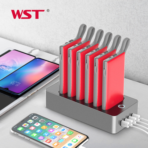 WST New Arrival Portable Power Bank Charger Station Multifunction 6PCS 10000mAh External Battery  for Bussiness and Public ► Photo 1/6