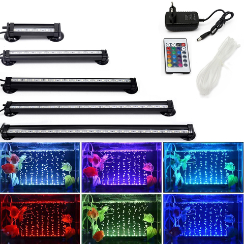 12-46CM 5050 RGB LED Aquarium Light Fish Tank Submersible Light Aquatic Air Bubble Oxygenation Lamp EU US Plug  Fish Tank Light ► Photo 1/6