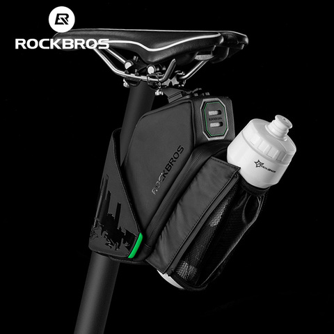 ROCKBROS Waterproof Bike Bicycle Rear Bag Bicycle Tail Seat Saddle Bag Reflective Pouch With Water Bottle Pocket Bike Accessorie ► Photo 1/6