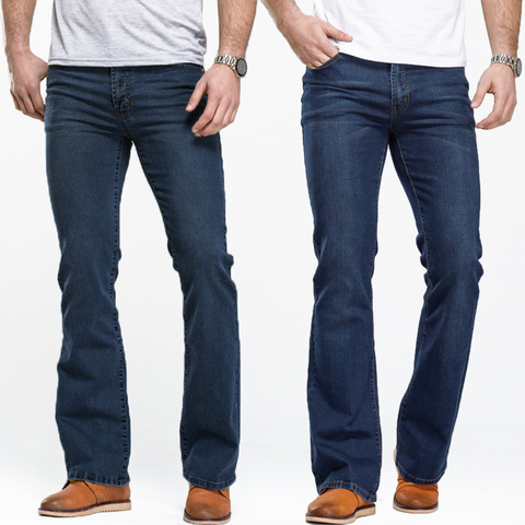 Mens Boot Cut Jeans Slightly Flared Slim Fit Famous Brand Blue Black jeans Designer Classic Male Stretch Denim jeans ► Photo 1/6
