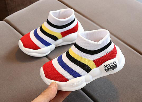 Boys Tennis Shoes Sneakers Girls Rainbow Shoes Mesh Kids Footwear Toddler Stripes Chaussure Zapato Casual SandQ Baby New ► Photo 1/6