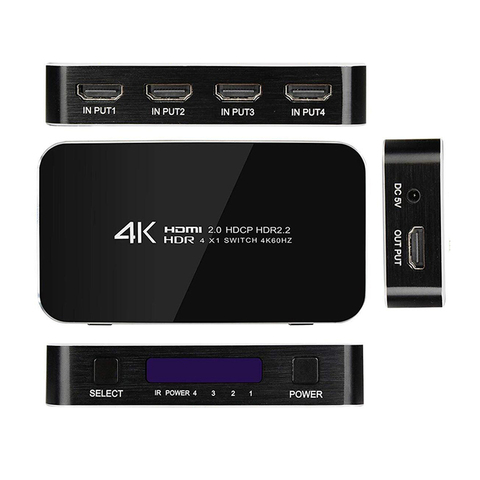 4K 60Hz HDMI Switcher 4K HDR 5X1 hdmi switch 5.1 audio extractor HDCP 2.2 Switcher HDMI with remote control for PS4 pro HDTV ► Photo 1/5