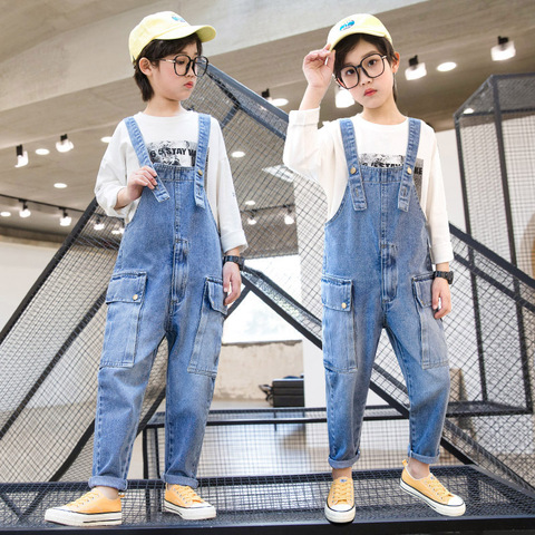 Jean Overalls Boys Jeans Teens Overalls Rompers 6 7 8 9 10 11 12 13 14 Years School Denim Jumpsuit Pants Overalls for Big Boys ► Photo 1/6