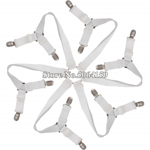 White color Bed Sheet Clips Grippers Fasteners Sheet Suspenders Elastic Sheet Holders Mattress Clips Straps Adjustable Fit ► Photo 1/6