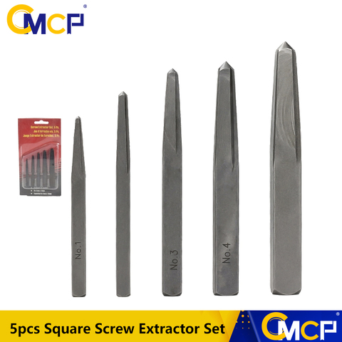 5pcs 1/8 3/16 15/64 5/16 3/8 Square Screw Extractor Set Broken Screw Remover Damaged Bolt Drill Bits Removal Tools ► Photo 1/6