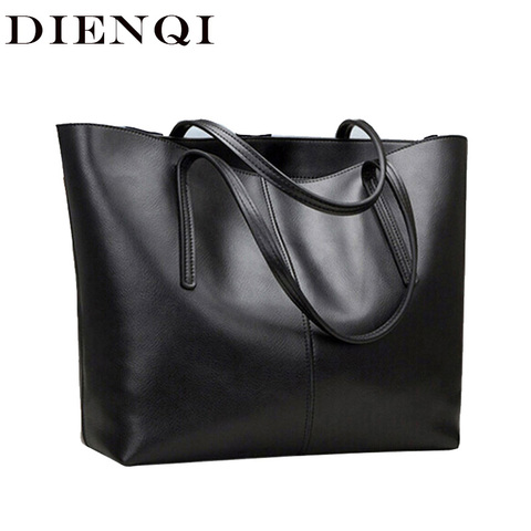 DIENQI High Quality Big Capacity Genuine Leather Shoulder Bags for Women 2022 Luxury Fashion Ladies Handbags Black sac a main ► Photo 1/6
