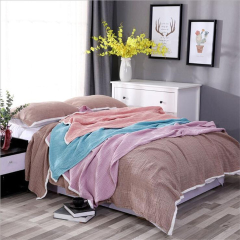 100% Cotton Muslin Blanket 4 Layers Bed Cover Blankets for Beds Sofa Bedspread Sofa Cover Travel Soft Throw Blanket Home Textile ► Photo 1/6