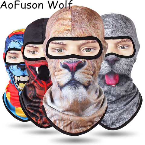 Cycling Full Face Mask 3D Cs Caps Motorcycle Scarf Head Windproof Sunscreen Animal Hiking Ski Funny Grimace Mask Breathable Thin ► Photo 1/6