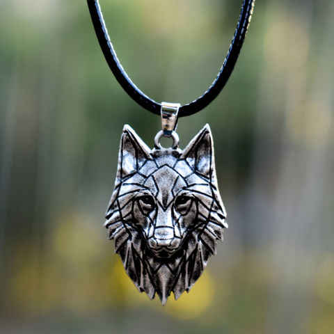 SanLan 1pcs Geometric origami wolf necklace wild animal necklace ► Photo 1/6
