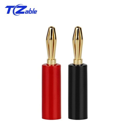 Banana Connector Male Audio Plugs Gold Plated Banana Plug 180 90 Degree Connectors For Musical Wire Pin Speaker Cable Black Red ► Photo 1/6