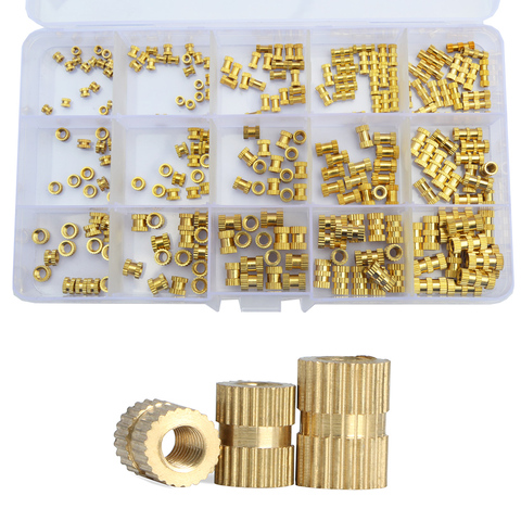 M2 M3 M4 M5 Brass Knurl Nut Female Thread Insert Embedment Cylinder Injection Molding Copper Nutsert Assortment Kit Set 330pcs ► Photo 1/6