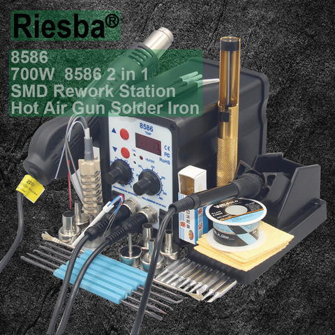 RIESBA 8586 700W ESD Soldering Station LED Digital Solder Iron Desoldering Station BGA Rework Solder Station Hot Air Gun Welder ► Photo 1/5