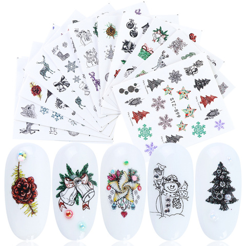 12pc/set Nail Water Decals New Year Transfer Sticker Winter Christmas Nail Art Decor Wraps Flakes Sliders Manicure LASTZ892-905 ► Photo 1/6