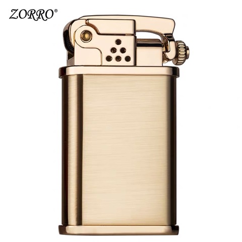 Original zorro Kerosene lighter side press type automatic bounce ignition metal brass cigarette lighter ► Photo 1/6