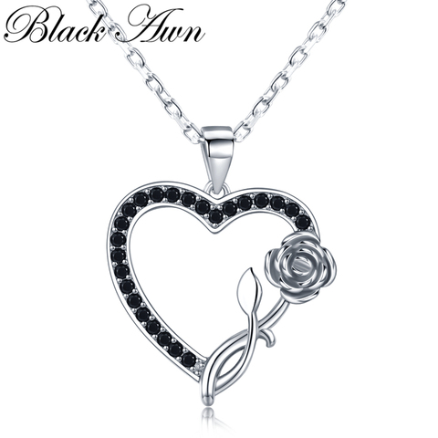 Heart Flower Romantic Arrive 925 Sterling Silver Fine Jewelry Trendy Flower Engagement necklaces & pendants for Women K008 ► Photo 1/6