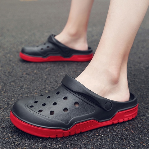 New Men Sandals Crocks Summer Slippers Fashion Hole Shoes Crok Rubber Clogs Breathable Garden Shoes Classic Beach Flat Sandals ► Photo 1/1