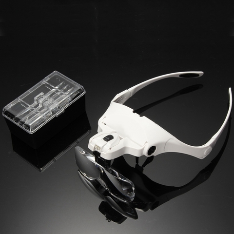 1.0X 1.5X 2.0X 2.5X 3.5X Magnifying Glasses Magnifier LED Light Lamp Tool 1Set 5 Lens Adjustable False Eyelash Loupe Headband ► Photo 1/6