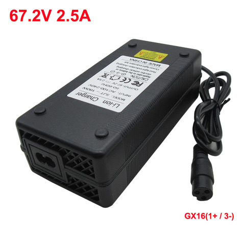 67.2V 2.5A charger 16S 60 Volt 2A Lithium battery charger GX16 M16 12mm for 60V E Bike electric bicycle Scooter battery pack ► Photo 1/6