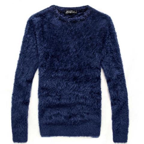 Sweater men's autumn and winter thick mohair long-sleeved O-neck knit pullover / fashion hot slim Slim thick warm sweater male ► Photo 1/5