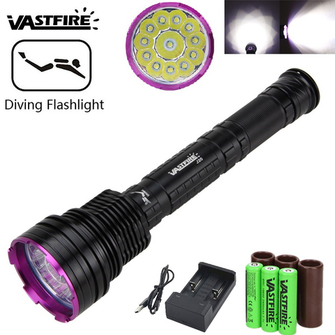 VASTFIRE Underwater 100m Diving Flashlight Waterproof 5000lm 12X T6 Diving Lanterna 18650 LED Rechargeable Flashlamp Torch Light ► Photo 1/6