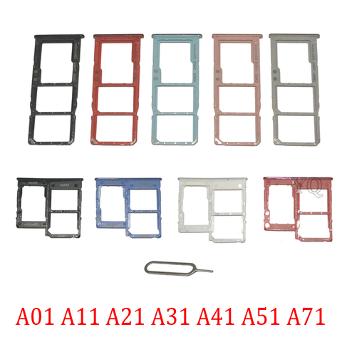 Phone SIM SD Card Trays For Samsung Galaxy A01 A11 A21 A31 A41 A51 A71 Original Phone SIM Chip Card Slot Holder Part + Pin ► Photo 1/6