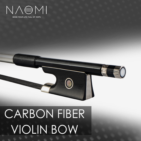 NAOMI 4/4 Size Violin/ Fiddle Bow Carbon Fiber Bow Round Stick AAA Grade Black Horsehair Ebony Frog Paris Eye Inlay Beginner Use ► Photo 1/6