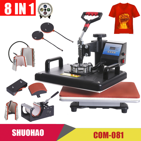 Cheap 30*38CM 8 in 1 Combo Heat press Machine Sublimation Printer 2D Heat Transfer Machine for Cap Mug Plate Tshirts CE Approved ► Photo 1/6