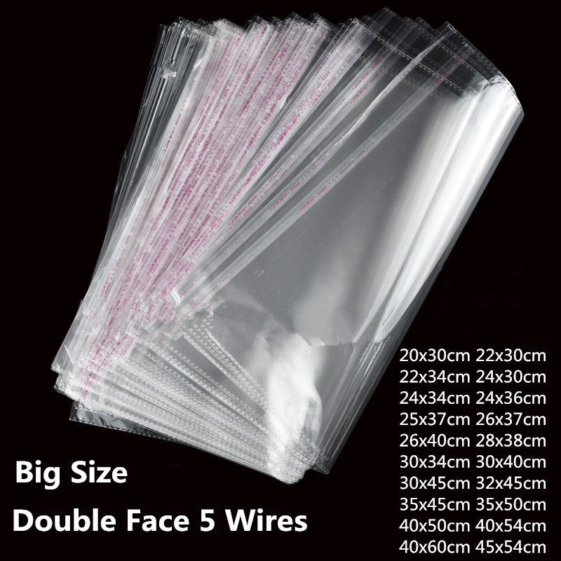 StoBag 50pcs Transparent Clothing Packaging Zipper Bags Plastic