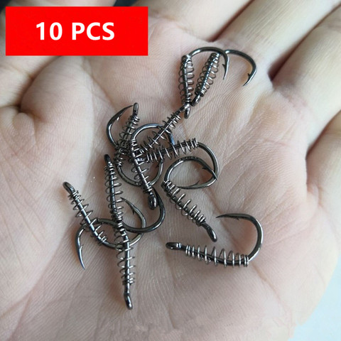 10pcs/lot High Carbon Steel Spring Hook Barbed Swivel Carp Jig Fly Fishing Hooks With Hole For Fishing Tackle Accessories Jig ► Photo 1/4