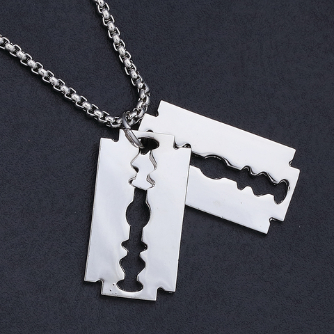 Fashion Vintage Charm Razor Blades Necklaces Men Jewelry Hip Hop Bergamot Pendant for Men ► Photo 1/6