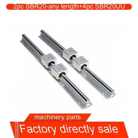 2pcs SBR20 linear guide 100-1150mm ANY LENGTH 20mm Linear rails 4pcs SBR20UU Ball Bearing Block CNC Router ► Photo 1/1